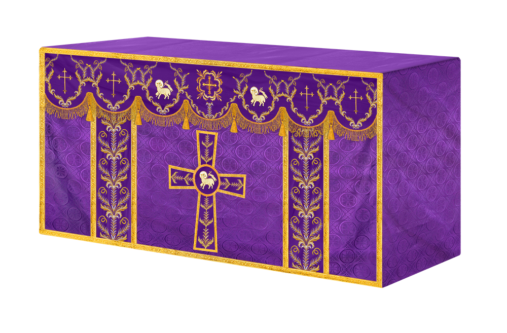 Handcrafted Church Altar Cloth with Detailed Embroidered Trims