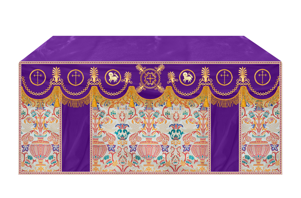 Coronation Tapestry Altar Table Cloth with Embroidered trims