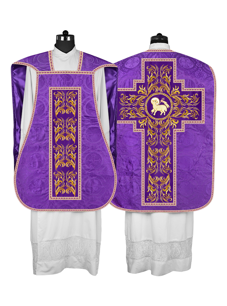 Roman Chasuble Vestment With Woven Braids and Trims