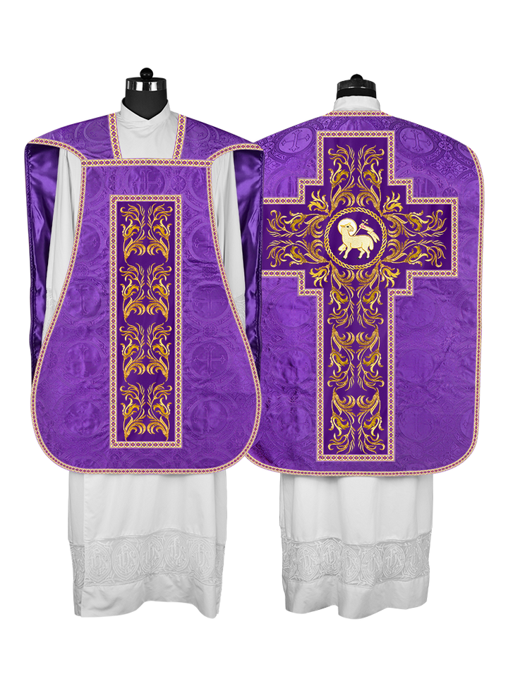 Roman Chasuble Vestment With Woven Braids and Trims