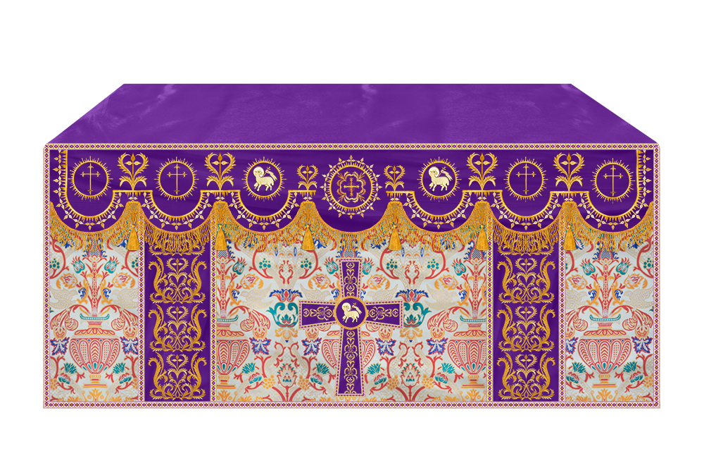 Tapestry Altar Cloth with Elegant Embroidered Trims