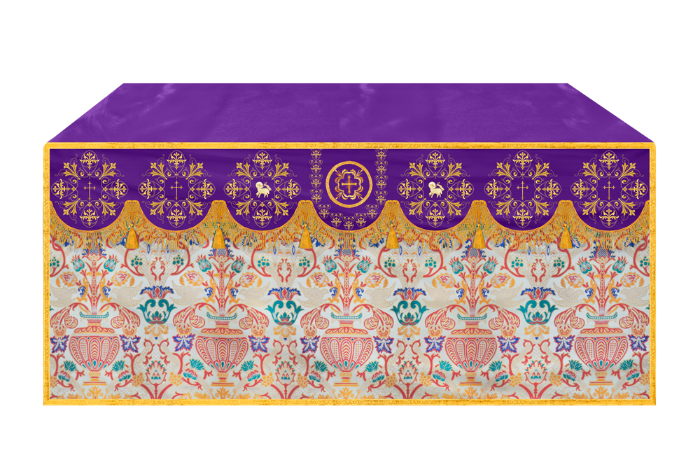 Tapestry Altar Cloth with Braided Embroidered Trims