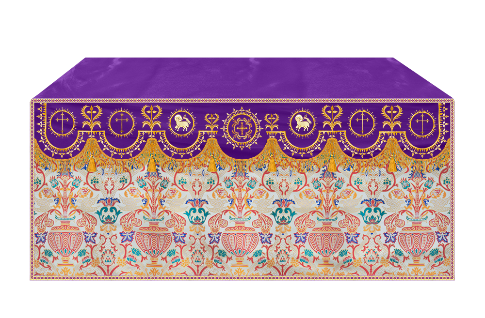 Tapestry Altar Cloth with Elegant Embroidered Trims