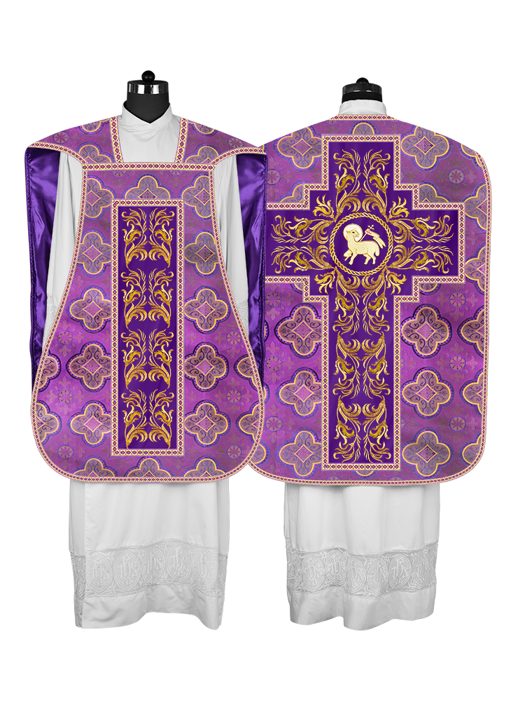 Roman Chasuble Vestment With Woven Braids and Trims