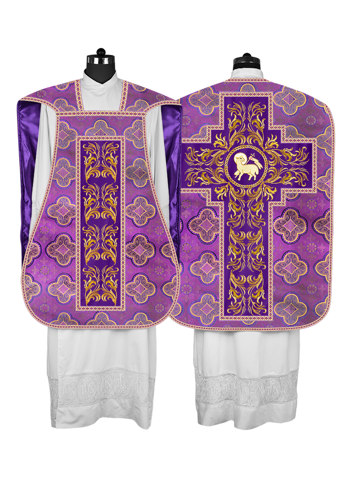 Roman Chasuble Vestment With Woven Braids and Trims