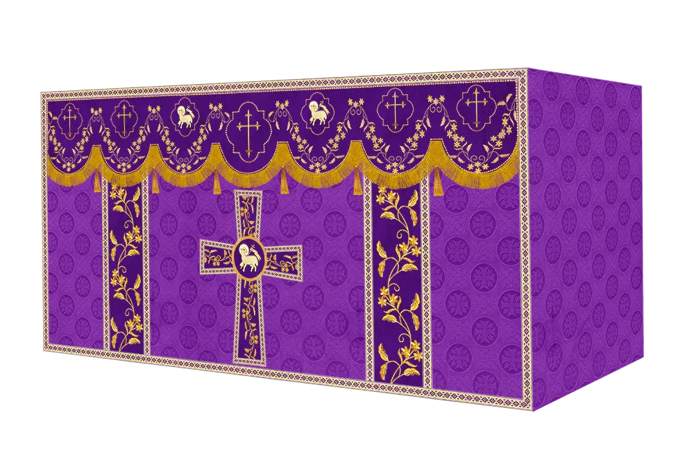 Elegant Embroidered Altar Cloth with Decorative Trim