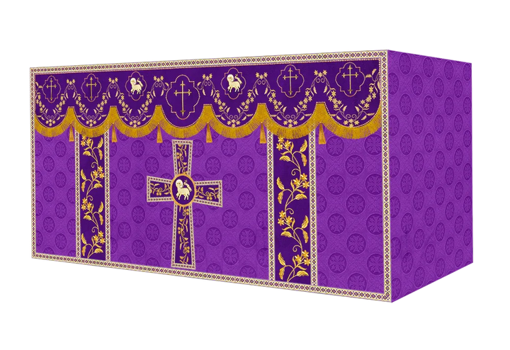 Elegant Embroidered Altar Cloth with Decorative Trim