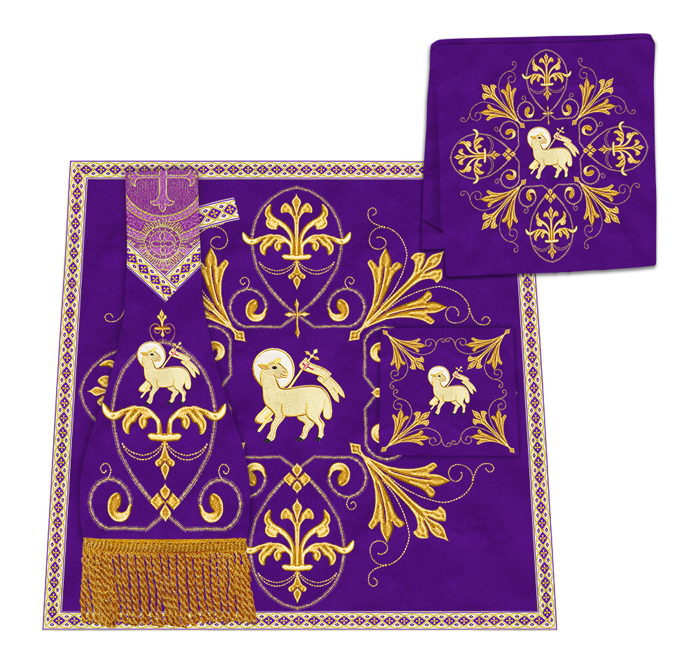 Embroidered Roman Cope Vestment with Braided Trims