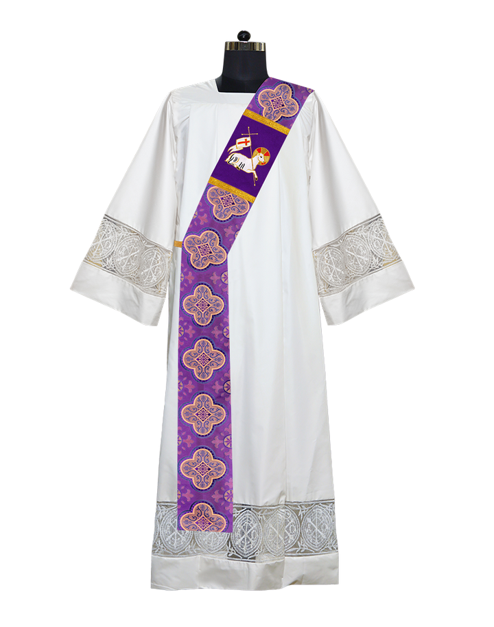 Deacon Stole with Embroidered Spiritual Lamb Motif