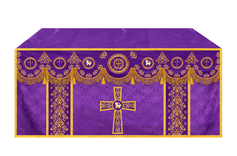 Liturgical Altar Table Cloth with Elegant Embroidery Trims