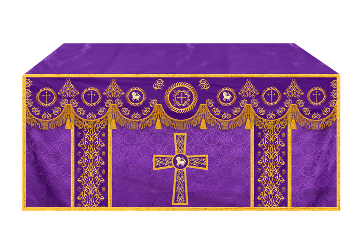 Liturgical Altar Table Cloth with Elegant Embroidery Trims