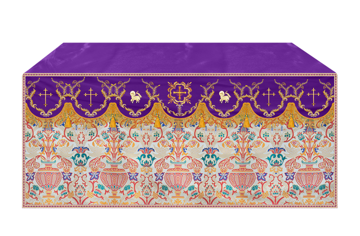 Liturgical Tapestry Altar Cloth with Detailed Embroidered Trims