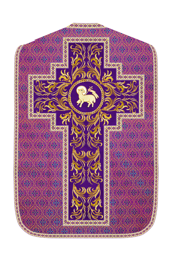 Roman Chasuble Vestment With Woven Braids and Trims