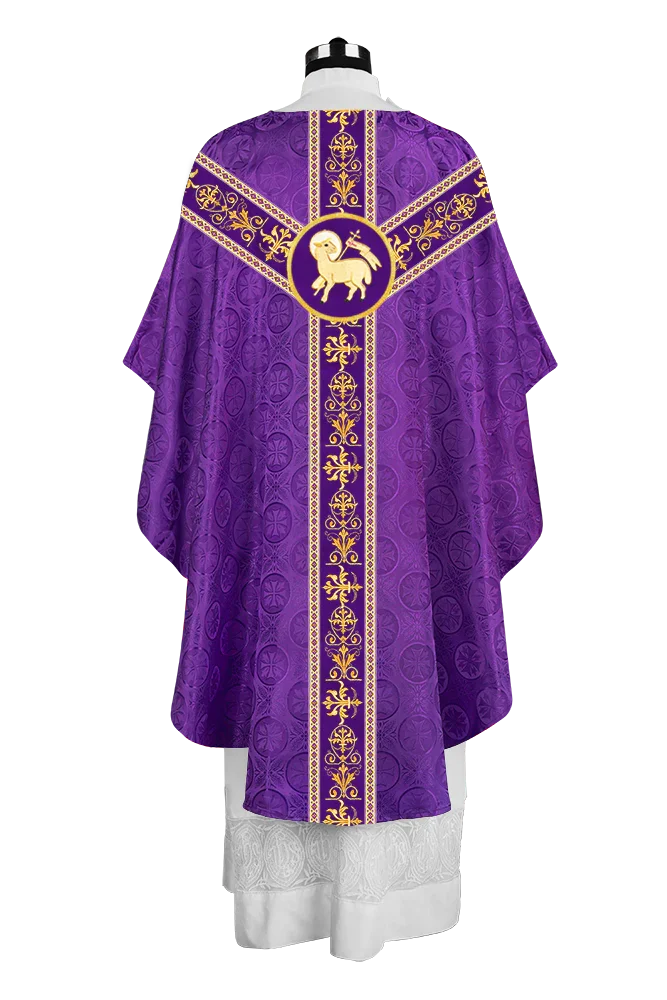 Elegant Gothic Chasuble with Embroidered Motif & Y-type Orphrey