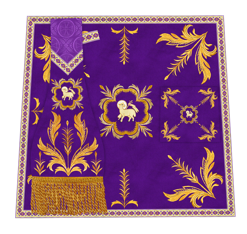 Altar Table Cloth with Fine Embroidered Trims & Spiritual Motifs