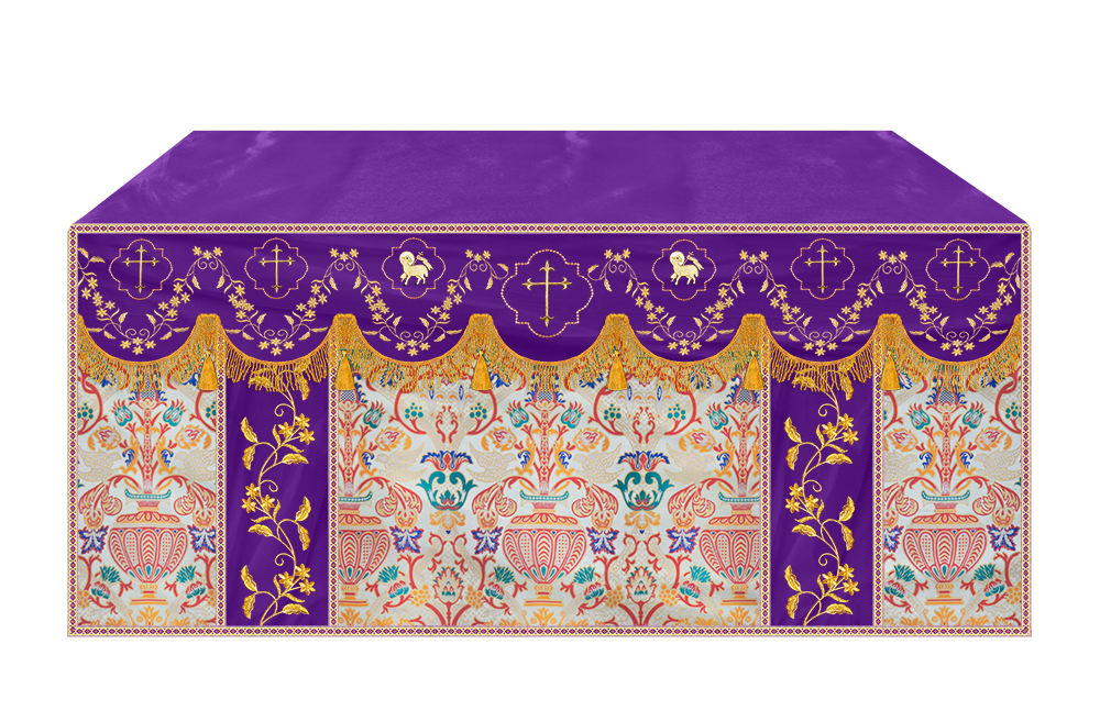 Tapestry Altar Cloth Adorned with Intricate Embroidery