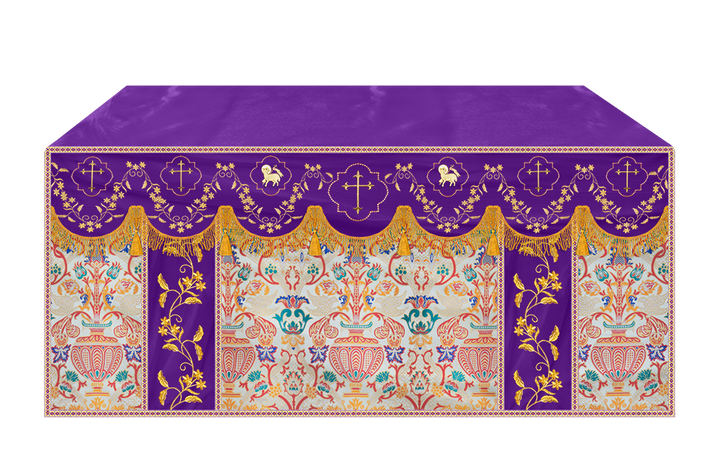 Tapestry Altar Cloth Adorned with Intricate Embroidery