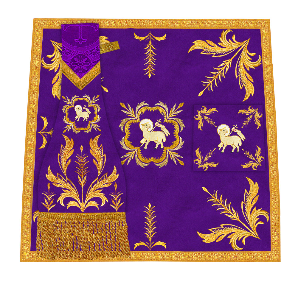 Set of Four Roman Chasuble with liturgical motifs