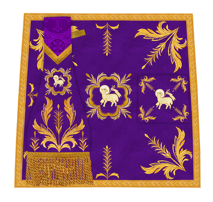 Set of Four Roman Chasuble with liturgical motifs