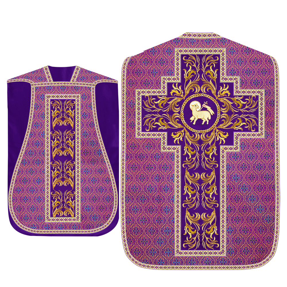 Roman Chasuble Vestment With Woven Braids and Trims