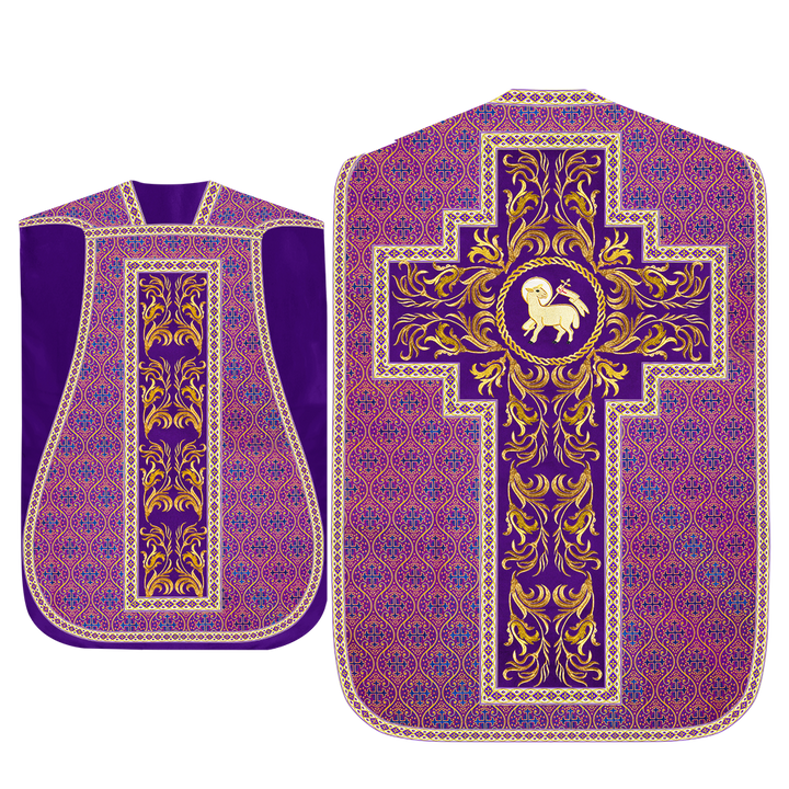 Roman Chasuble Vestment With Woven Braids and Trims