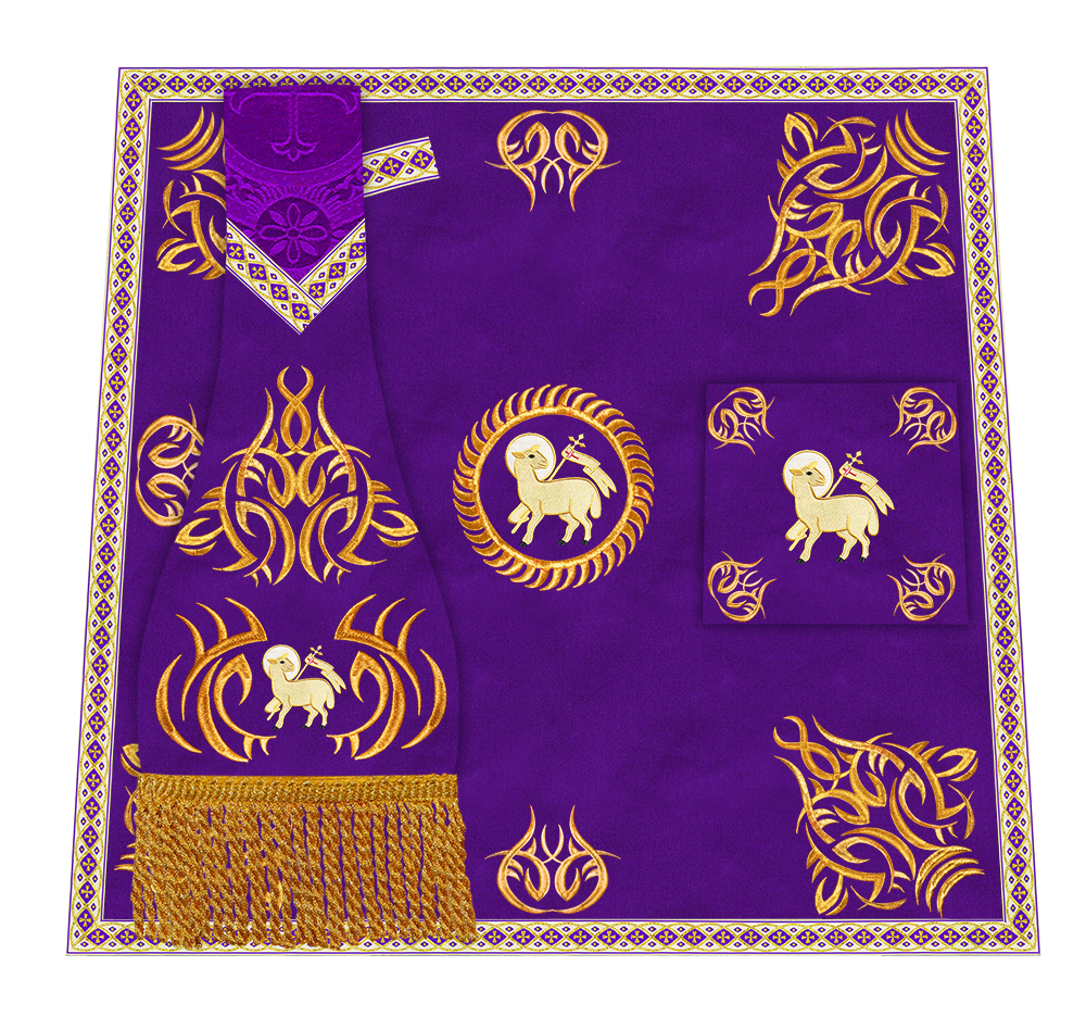 Borromean Chasuble Vestment With Braided Orphrey and Trims