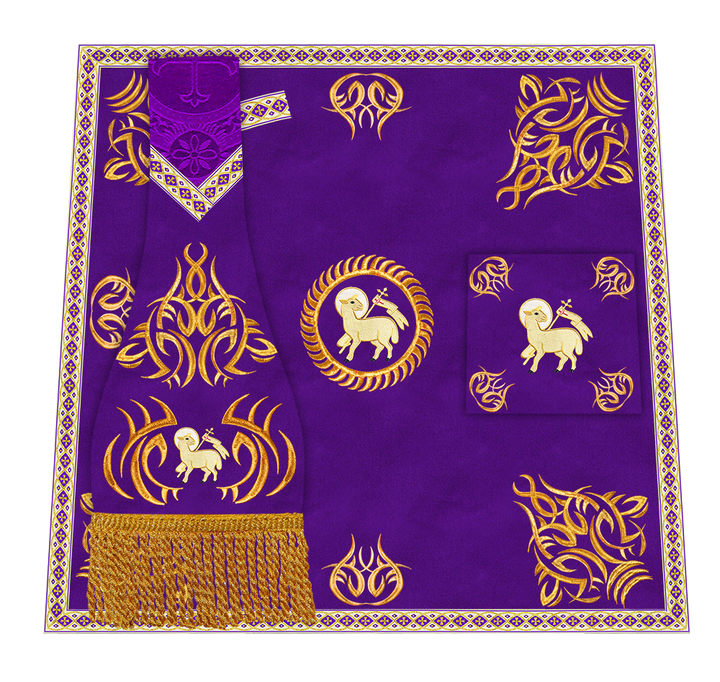 Borromean Chasuble Vestment With Braided Orphrey and Trims