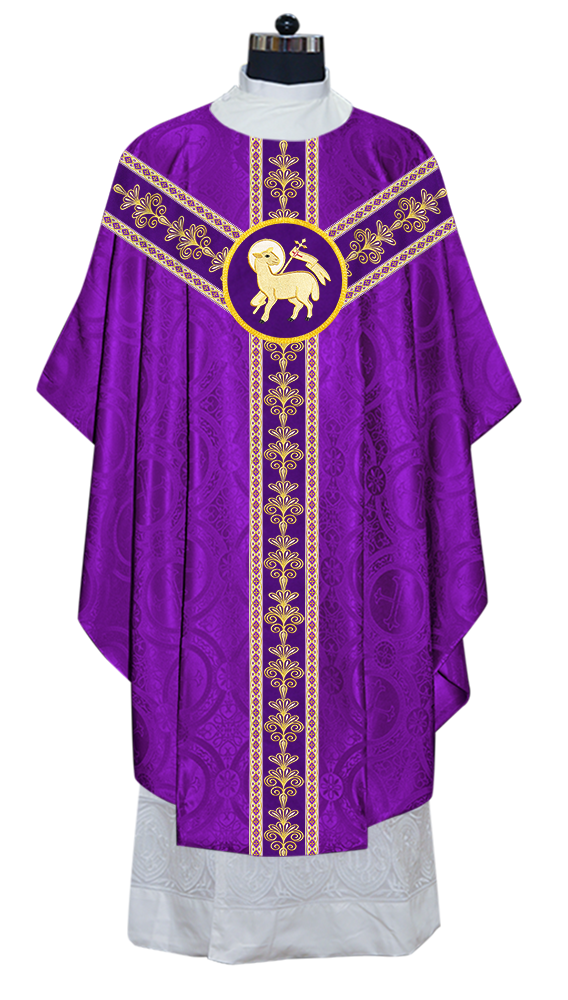 Gothic Chasuble Vestments With  Liturgical Motifs and Trims