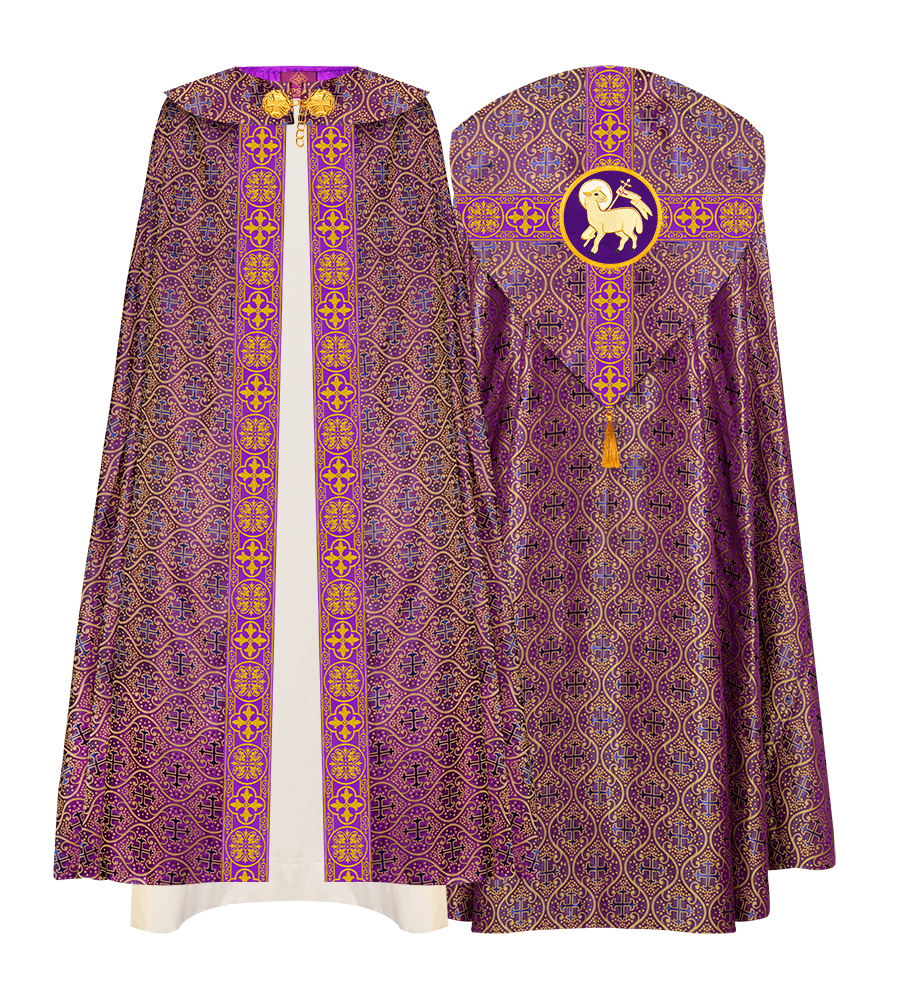 Gothic Cope Vestment with Cross type Braided Trims and motif