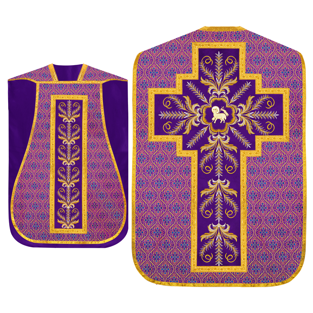 Set of Four Roman Chasuble with liturgical motifs