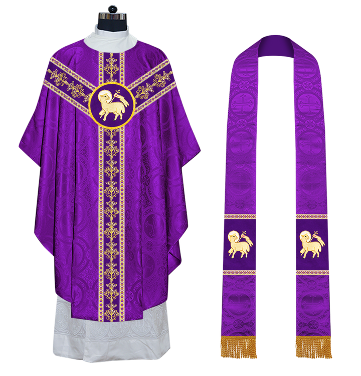 Gothic Chasuble Vestments With  Liturgical Motifs and Trims