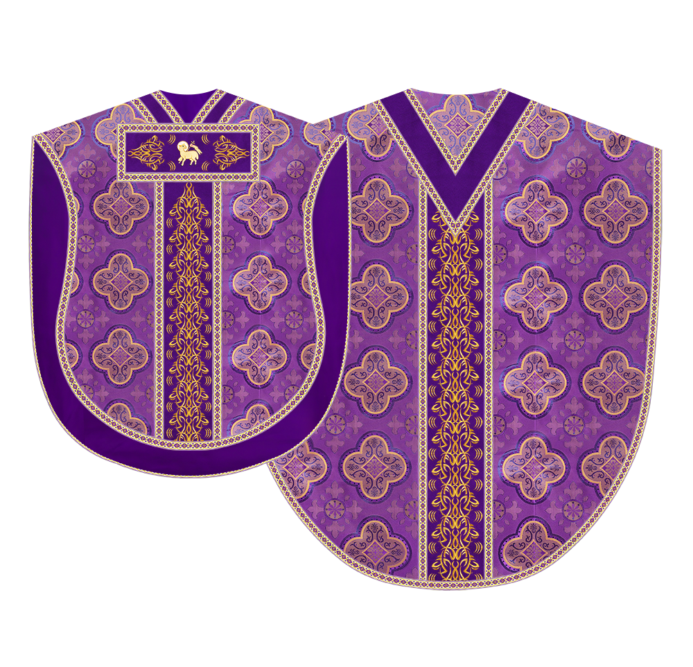 Borromean Chasuble Vestment With Braided Orphrey and Trims