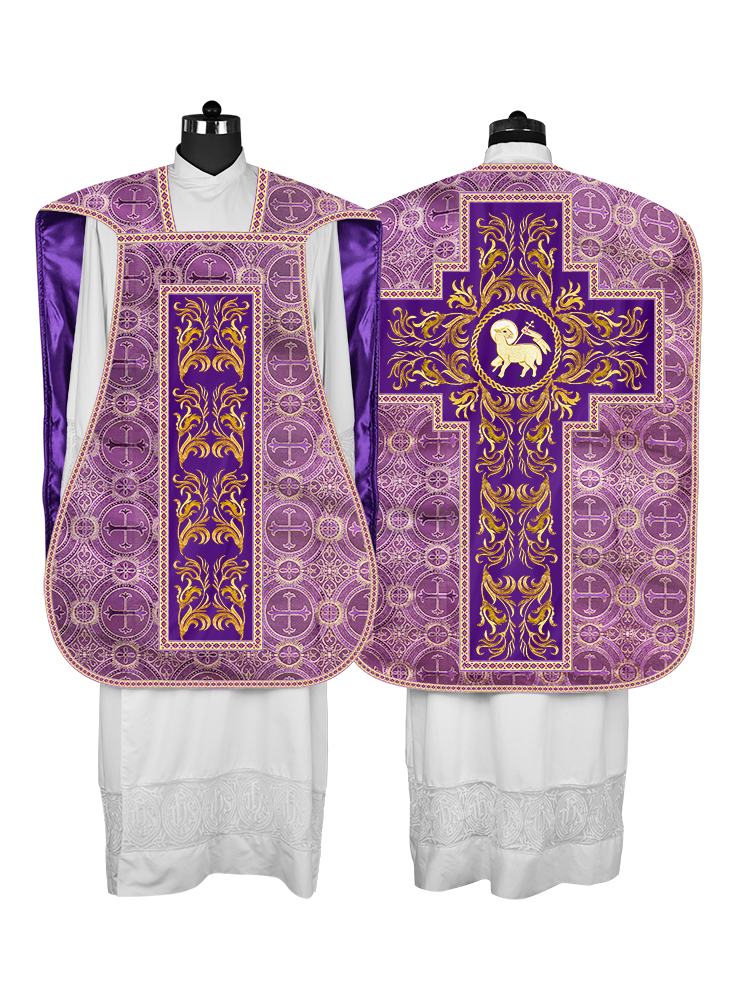 Roman Chasuble Vestment With Woven Braids and Trims