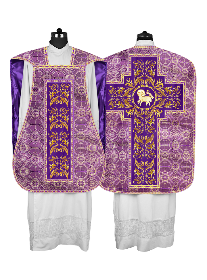Roman Chasuble Vestment With Woven Braids and Trims