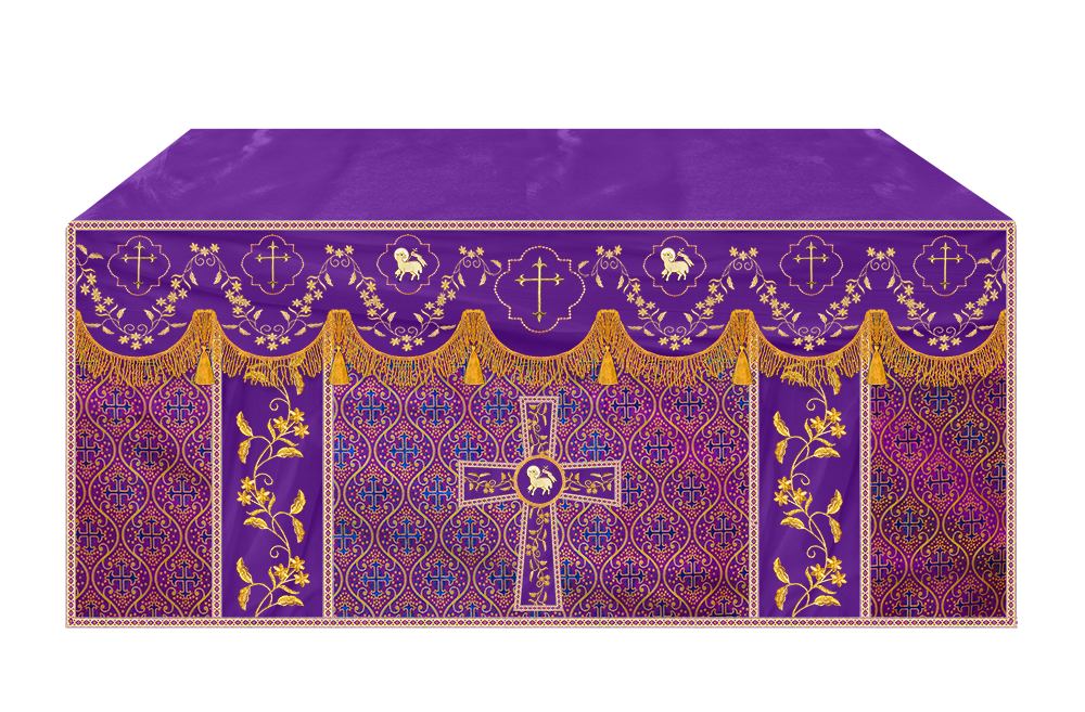 Altar Table Cloth With Floral Embroidery trims