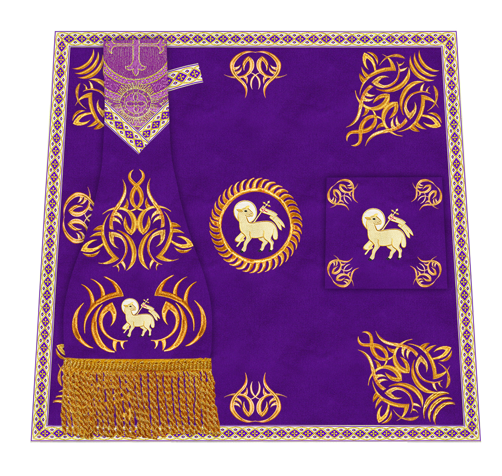 Borromean Chasuble Vestment With Braided Orphrey and Trims