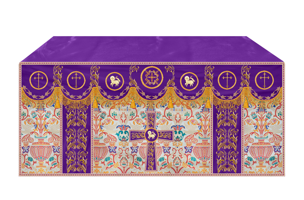Traditional Tapestry Altar Cloth with Embroidery Details