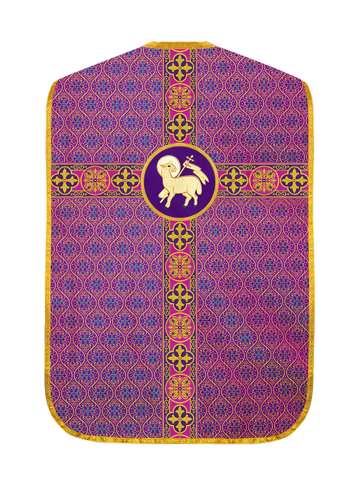 Roman Fiddleback Vestment with Motifs and Braided Trims