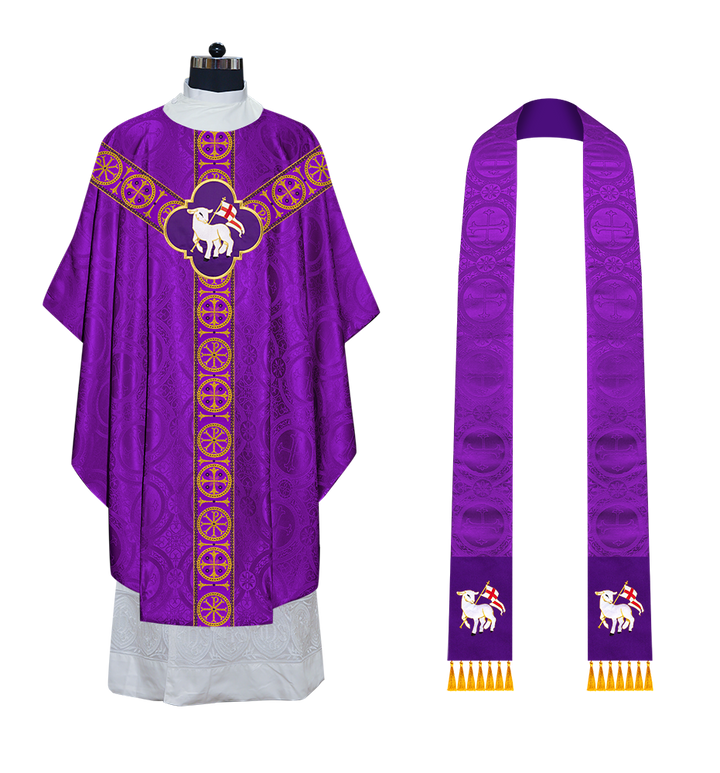 Gothic Chasuble Vestment with Y type braided orphrey