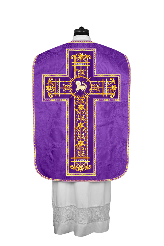 Roman Chasuble Vestment Enhanced With Orphrey and Trims
