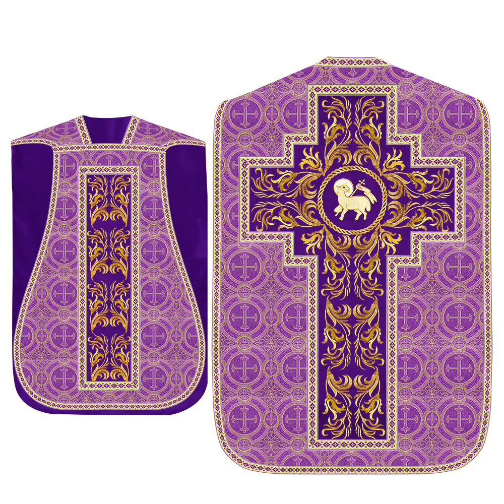 Roman Chasuble Vestment With Woven Braids and Trims