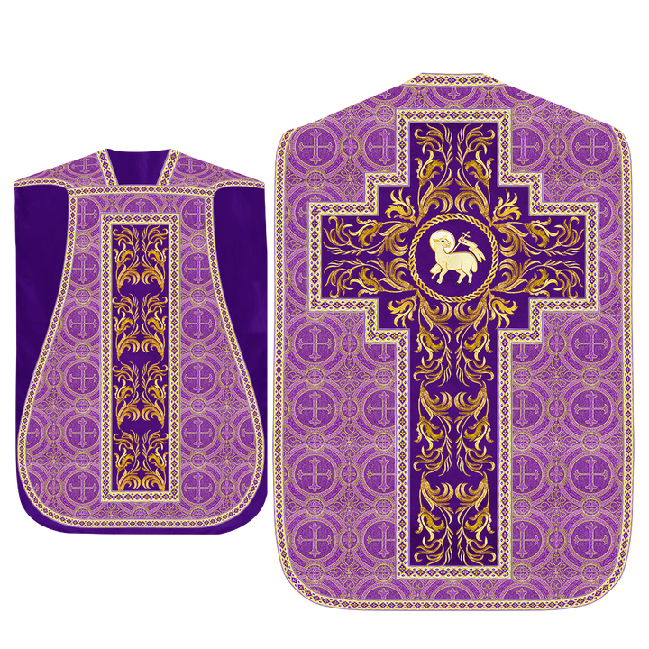 Roman Chasuble Vestment With Woven Braids and Trims