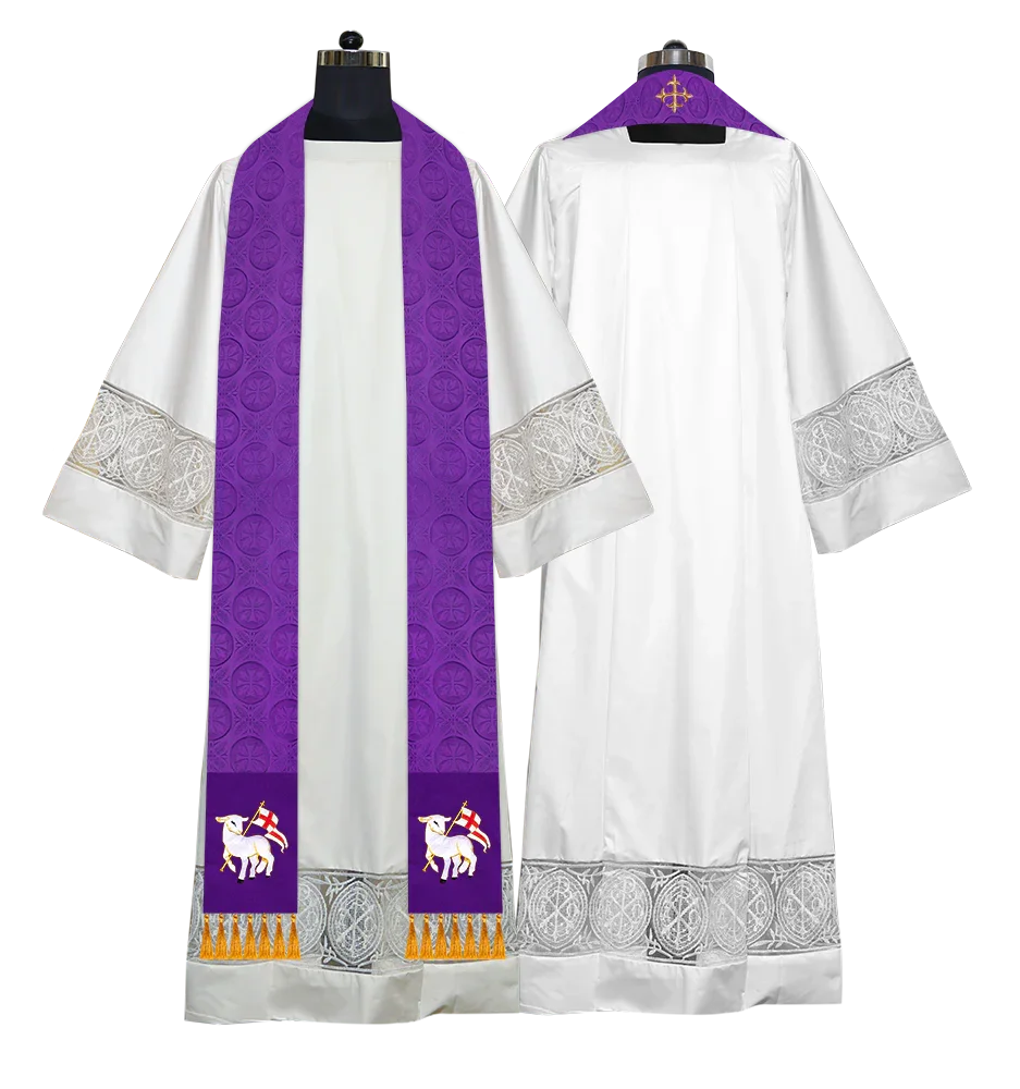Ordination Stole with Embroidered Spiritual Motif