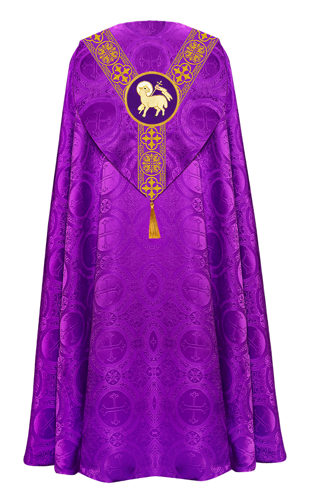 Gothic Cope Vestment with Y Type Braided Trims and Motifs