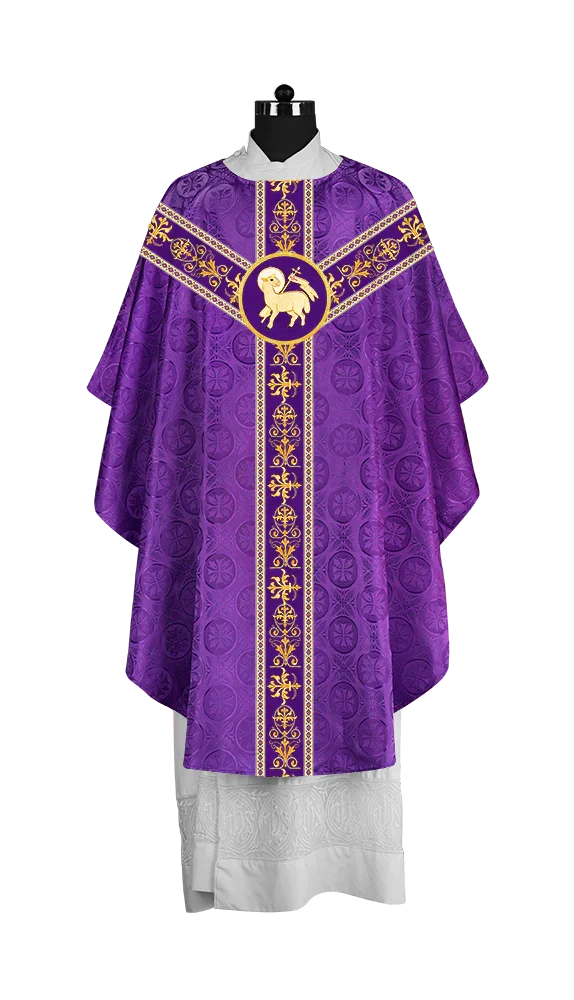 Elegant Gothic Chasuble with Embroidered Motif & Y-type Orphrey