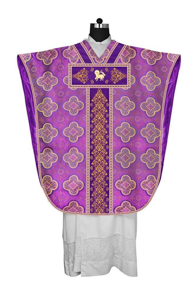 Borromean Chasuble Vestment With Braided Orphrey and Trims