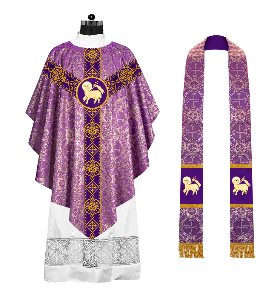 Pugin Style Chasuble with Embroidered Orphrey