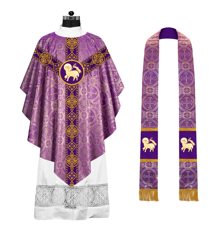 Pugin Style Chasuble with Embroidered Orphrey