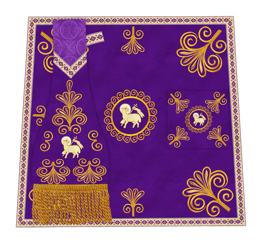 Ornate Altar Cloth with Gold Embroidery & Gothic Cross Design