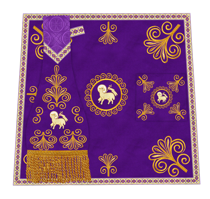 Ornate Altar Cloth with Gold Embroidery & Gothic Cross Design